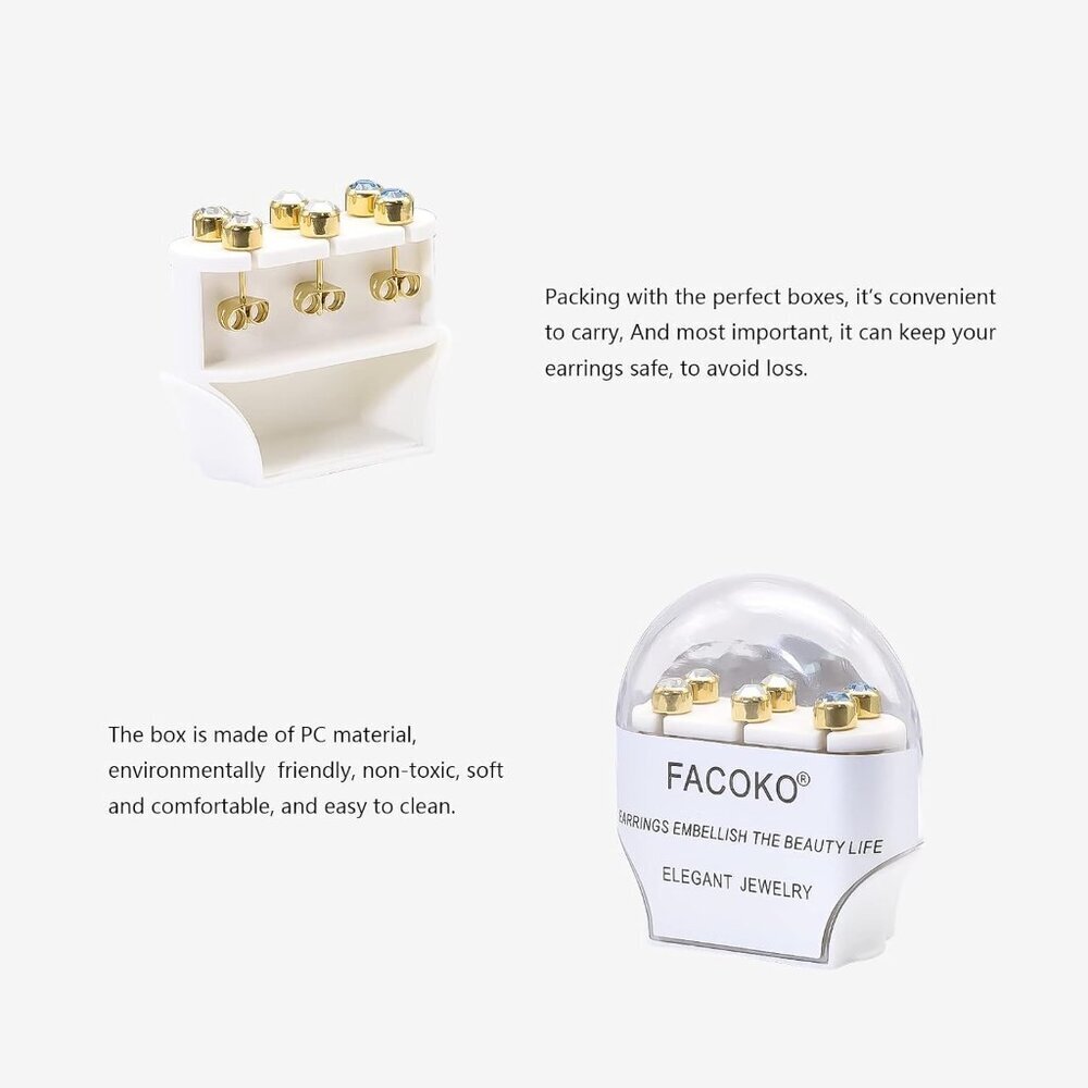 3 Pairs Women's & Men's Stud Earrings - Solid Titanium, Hypoallergenic, Nickel F - Picture 3 of 6